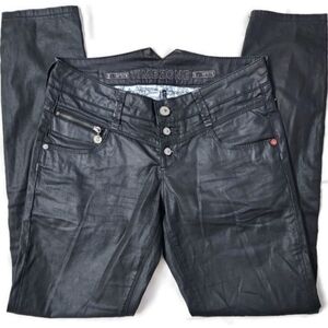 TIMEZONE Coated black jeans